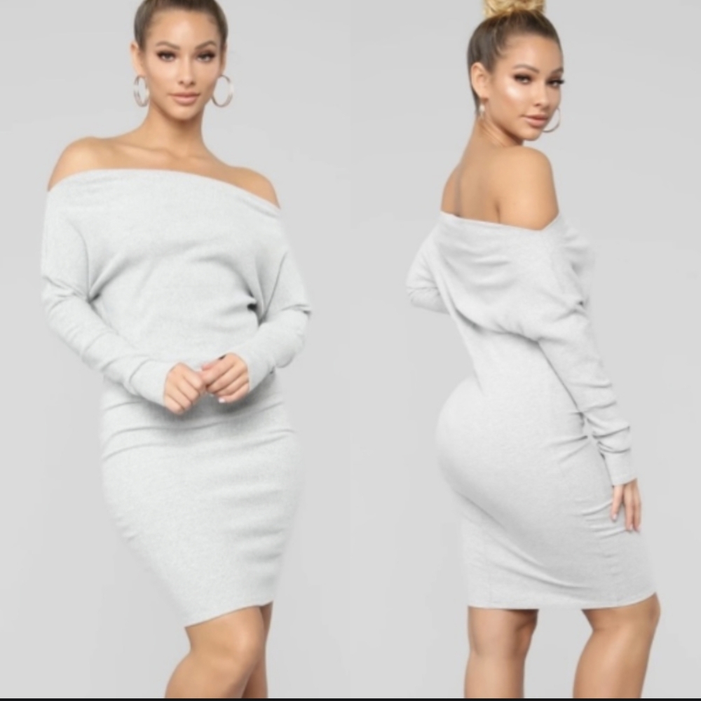 Fashion Nova Off Shoulder Sweater Dress